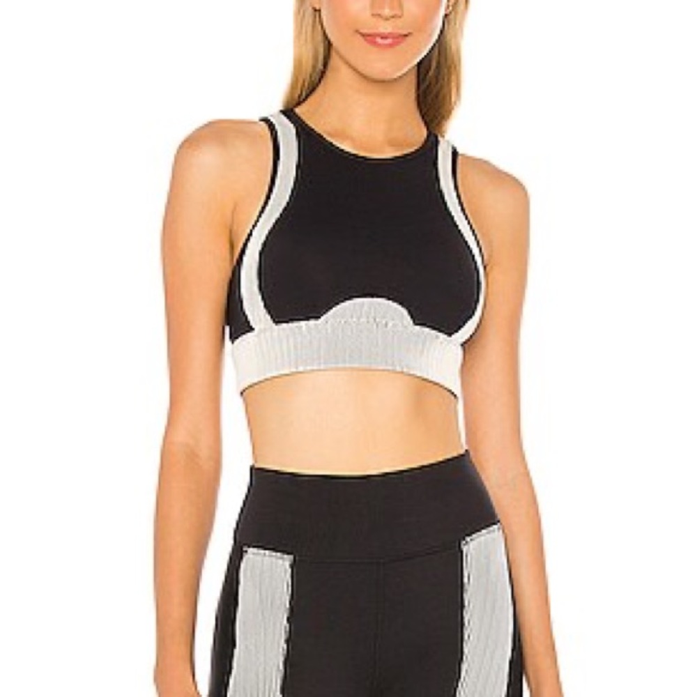 ALO Yoga Black and White Contrast Sports Bra